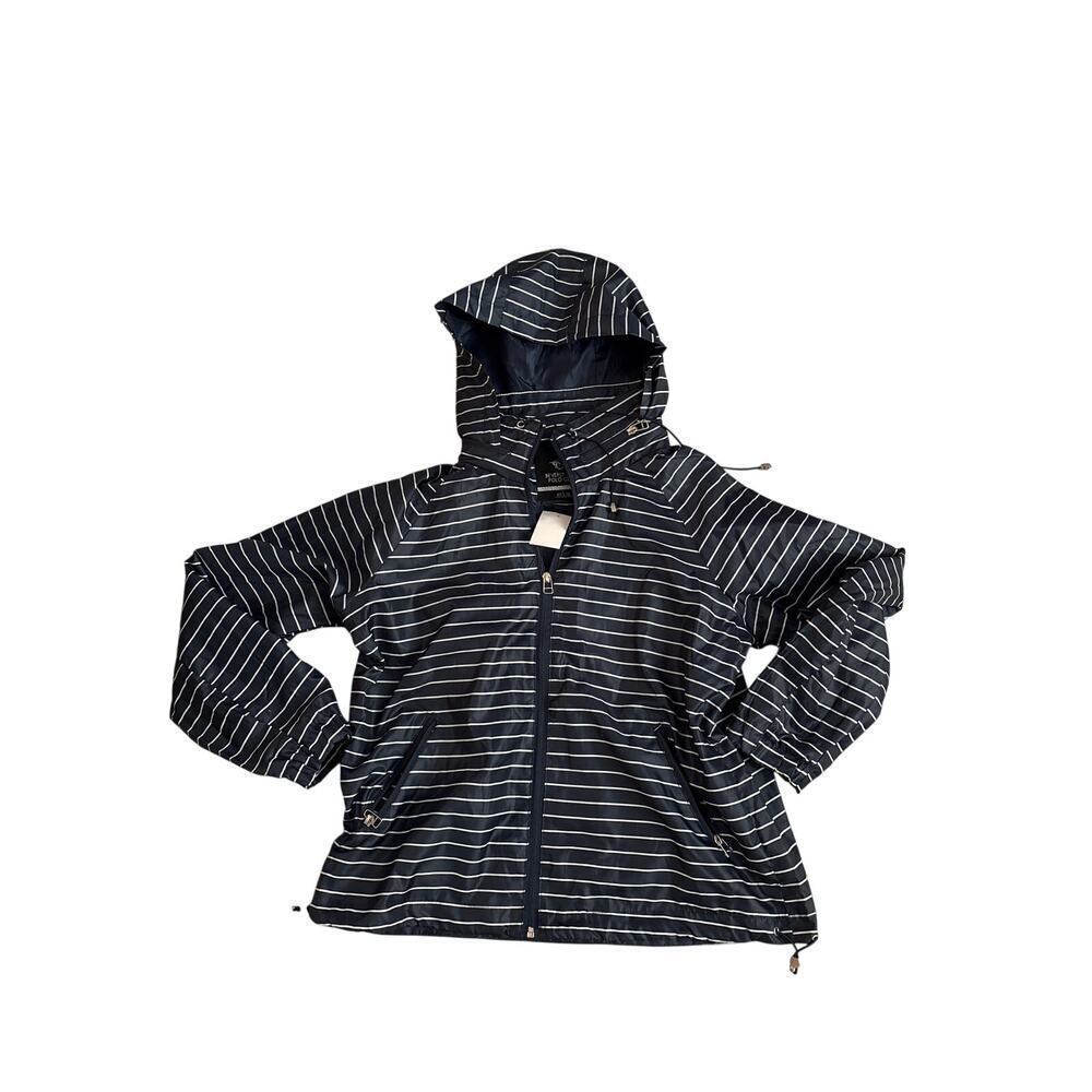 Beverly Hills Polo Club Navy & White Striped Hooded Jacket Full Zip Casual